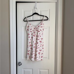Abercrombie & Fitch White Mini Dress with Red Cherry Print